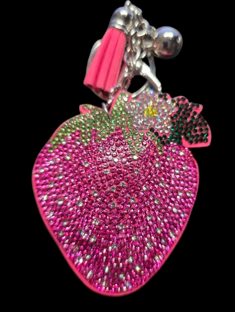 Pink Strawberry Bag Charm Keychain
